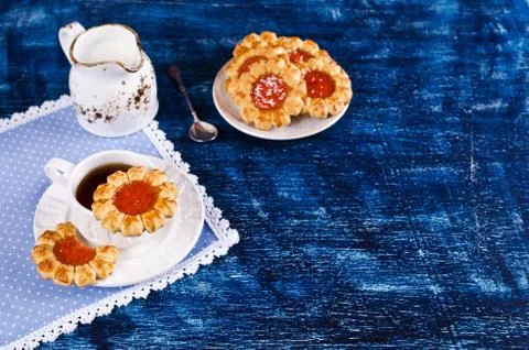 Shortbread with jam Stock Photos