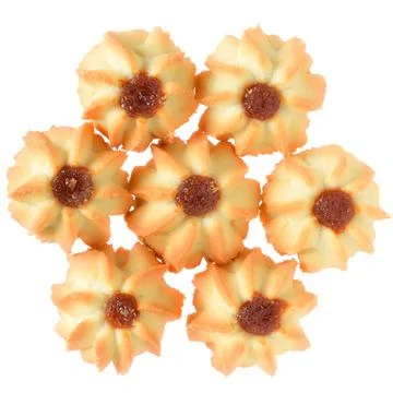 Shortbread with jam top view isolated Stock Photos