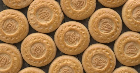 Shortcake biscuits background texture. Stock Footage 307994696