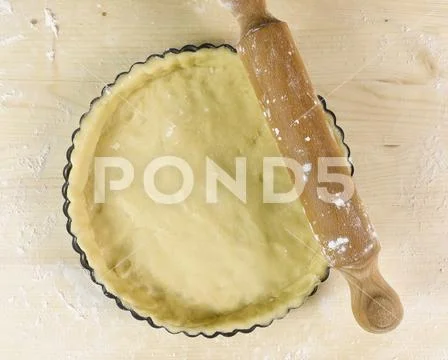 Shortcrust pastry on wooden background - top view Stock Photos