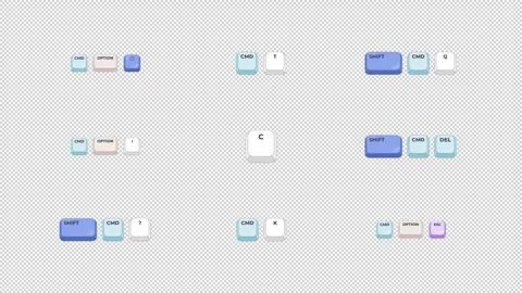 Shortcut combinations keyboard keys set animation Stock Footage 334659721