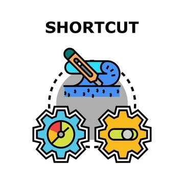 Shortcut concept with gears, time, and switch Stock Illustration