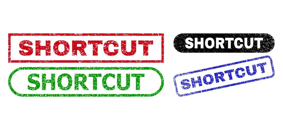 SHORTCUT Rectangle Stamps Using Scratched Style Stock Illustration