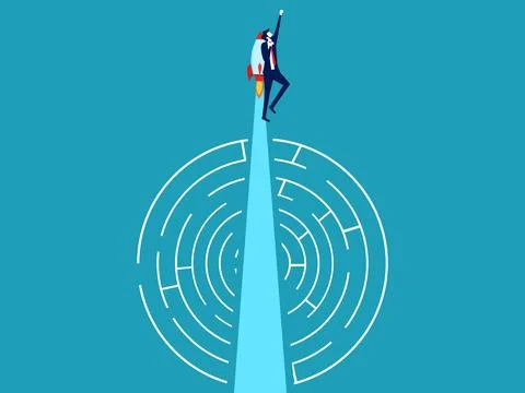 Shortcut through a circular maze. Simple ideas that are effective in solving  스톡 일러스트