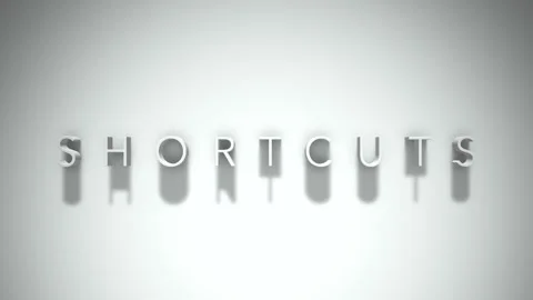 Shortcuts 3D title animation with shadows on a white background Stock Footage 296732941