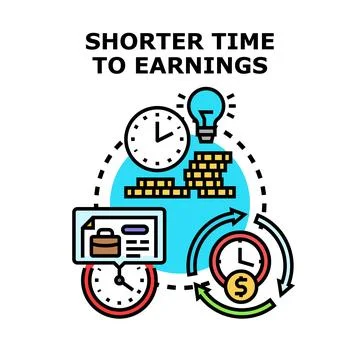 Shorter time to earnings concept development process Stock Illustration
