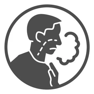 Shortness of breath solid icon. Difficulty breathing, dyspnea and covid-19 glyph Stock Illustration