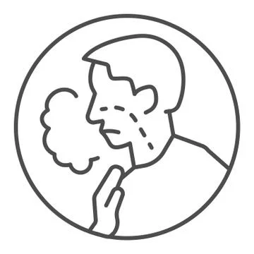 Shortness of breath thin line icon. Difficulty breathing, dyspnea and covid-19 Stock Illustration