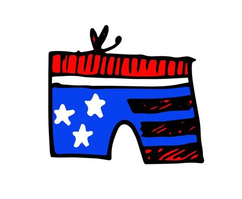 Shorts with an American flag pattern. icon hand-drawn elements of summer shorts イラスト素材
