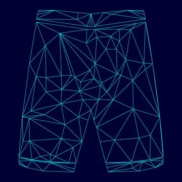 Shorts low poly triangulation triangulated polygonal electric cyan blue vibra Ilustración de archivo