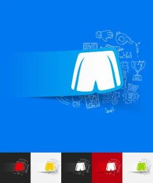 Shorts paper sticker with hand drawn elements Illustrazione stock
