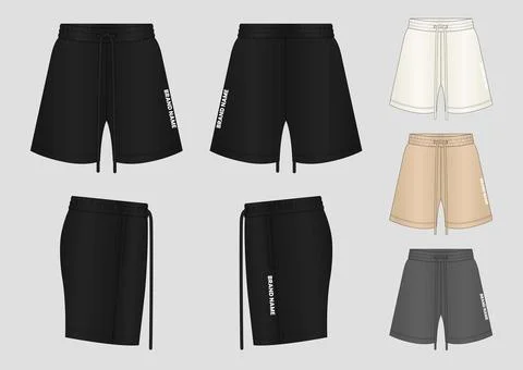 Shorts Techpack Design, with Fashion Vector Illustration Design on All Sides 스톡 일러스트
