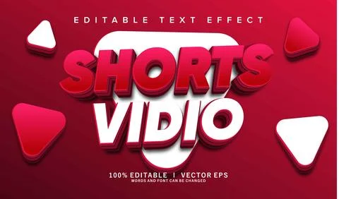 Shorts vidio vector text effect with modern style design Stock Illustration