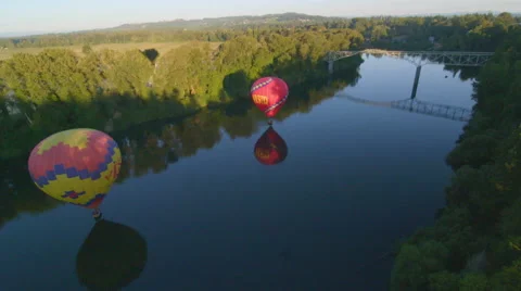 Shot from above hot air balloons Stock Footage 59807353
