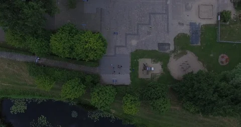 A SHOT FROM ABOVE OF A PARK 스톡 동영상 102510822