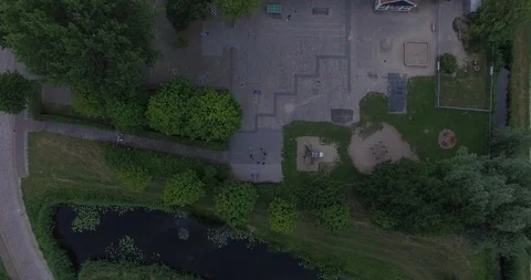 A SHOT FROM ABOVE OF A PARK Stock Footage 102514208