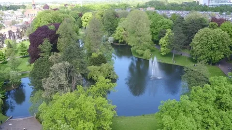 A SHOT FROM ABOVE OF A PARK Stock Footage 102518220