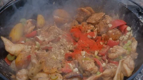Shot of adding spices to a dish slow motion. Spices are added to the dish in the Stock Footage 278868564