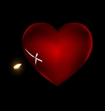 Shot and large heart Stock Illustration