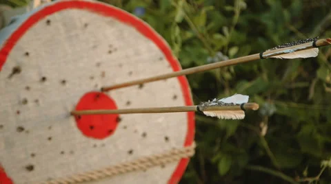 Shot an arrow at a target Stock Footage 68188603