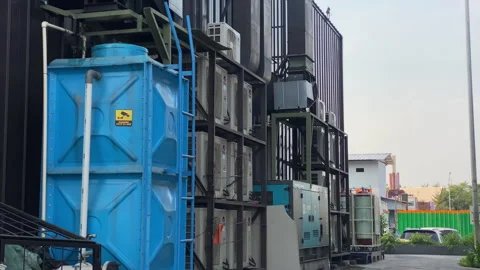 The shot of a back of a factory building Stock Footage 253254532