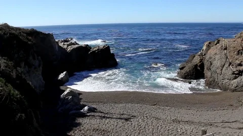 Shot of Beach Wash Up at Point Lobos, Big Sur Stock Footage 79588539