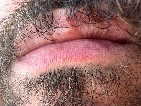 Shot of a bearded man's lips Stock Photos