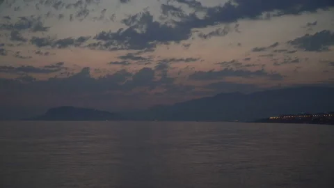 Shot of a beautiful summer sunset at the beach. Sunset at sea drone footage Video stock 88072968