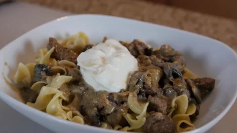 Shot Of Beef Stroganoff For A Home Cooking Show Stock Footage 159181950