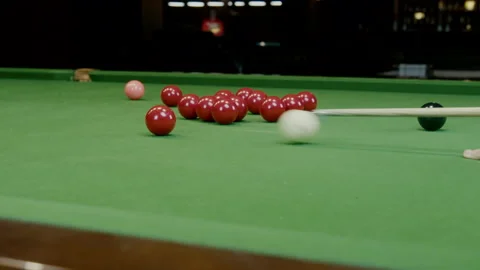 A Shot Behind The Snooker Balls Slow Motion Stock Footage 148317346