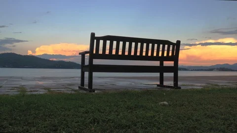 A shot of a bench during susnet Video stock 103476848