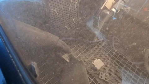 Shot blasting Shot blasting of model printed on 3D printer from polyamide powder Stock Footage 231991353