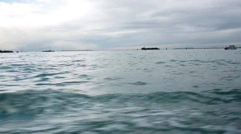 Shot from a boat navigating through Venice lagoon Stock Footage 48487455