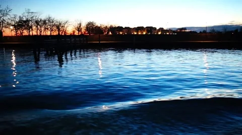 Shot from a boat navigating through Venice canals. Burano island Stock Footage 48501357