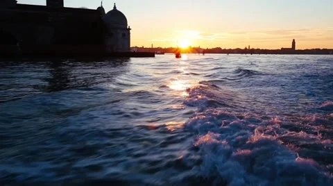 Shot from a boat navigating through Venice canals. Burano island Stock Footage 48505332