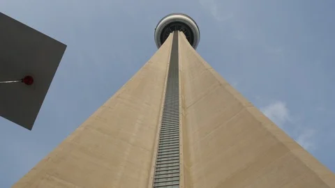 A shot from the bottom of CN Tower Stock Footage 87340589