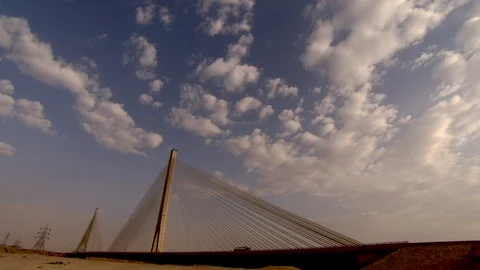 Shot of a bridge with moving clouds in the background. Stock Footage 120077640