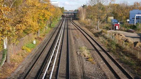Shot from a bridge of train passing by Stock-Footage 82020982