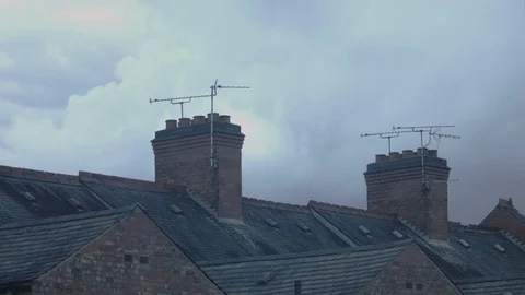 Shot of british rooftops with clouds Video stock 78458291