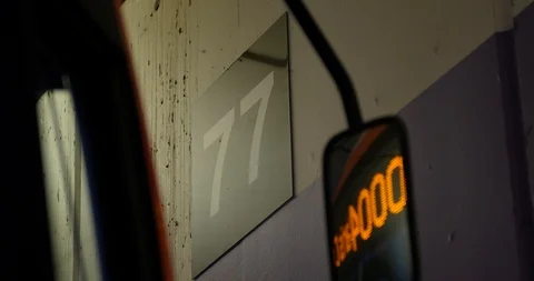 Shot of bus mirror with reflection parked in bus station Paris, France, 5.2.2020 Stock Footage 124869050