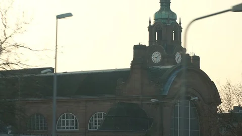 A shot from the bus window of a historic building in Germany. The ancient Video stock 122299337