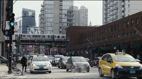 A shot of a busy intersection Stock Footage 56628293