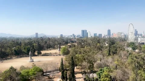 Shot of cablebus In chapultepec in mexico city crossing museums and parks Stock Footage 333626818