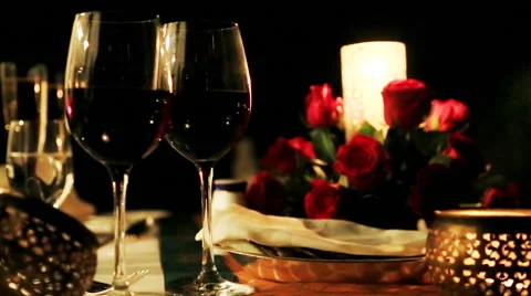 Shot of candlelight dinner at Hotel Amar Villas, Agra, Uttar Pradesh, India Stock Footage