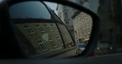 Shot from the car on the outside mirror Stock Footage 200975063