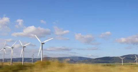 Shot from car of windmills Stock Footage 93831753