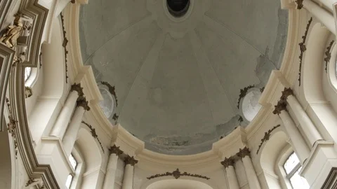 Shot of the church inside. The camera goes from the ceiling to the bottom. Stock-Footage 103134577