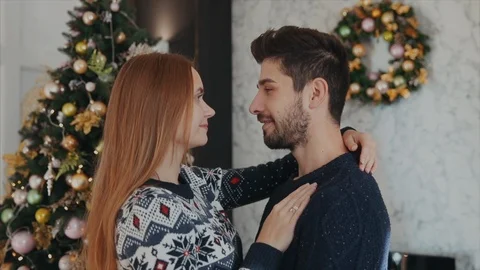 Shot from close to far of a yound charming couple in love huging each other on 스톡 동영상 104208985