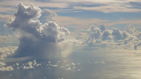 Shot of clouds with different colors and sunlight going through Stock-Footage 111234805