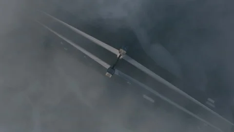 Shot from the clouds, a view of the Kiev bridge during the rain Stock Footage 155396859